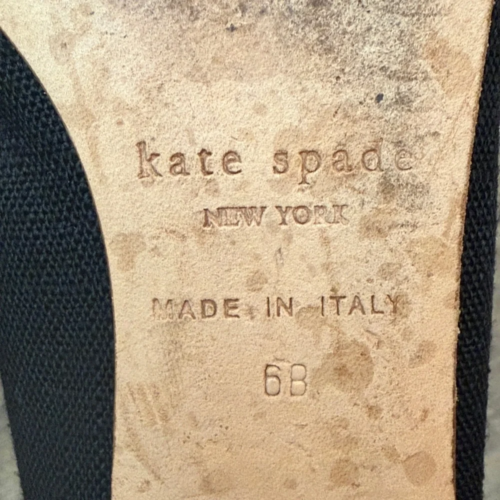 Kate Spade Black Ballet Flats Bow Women's‎ 6B Feminine Career Wood Heel Girlhood